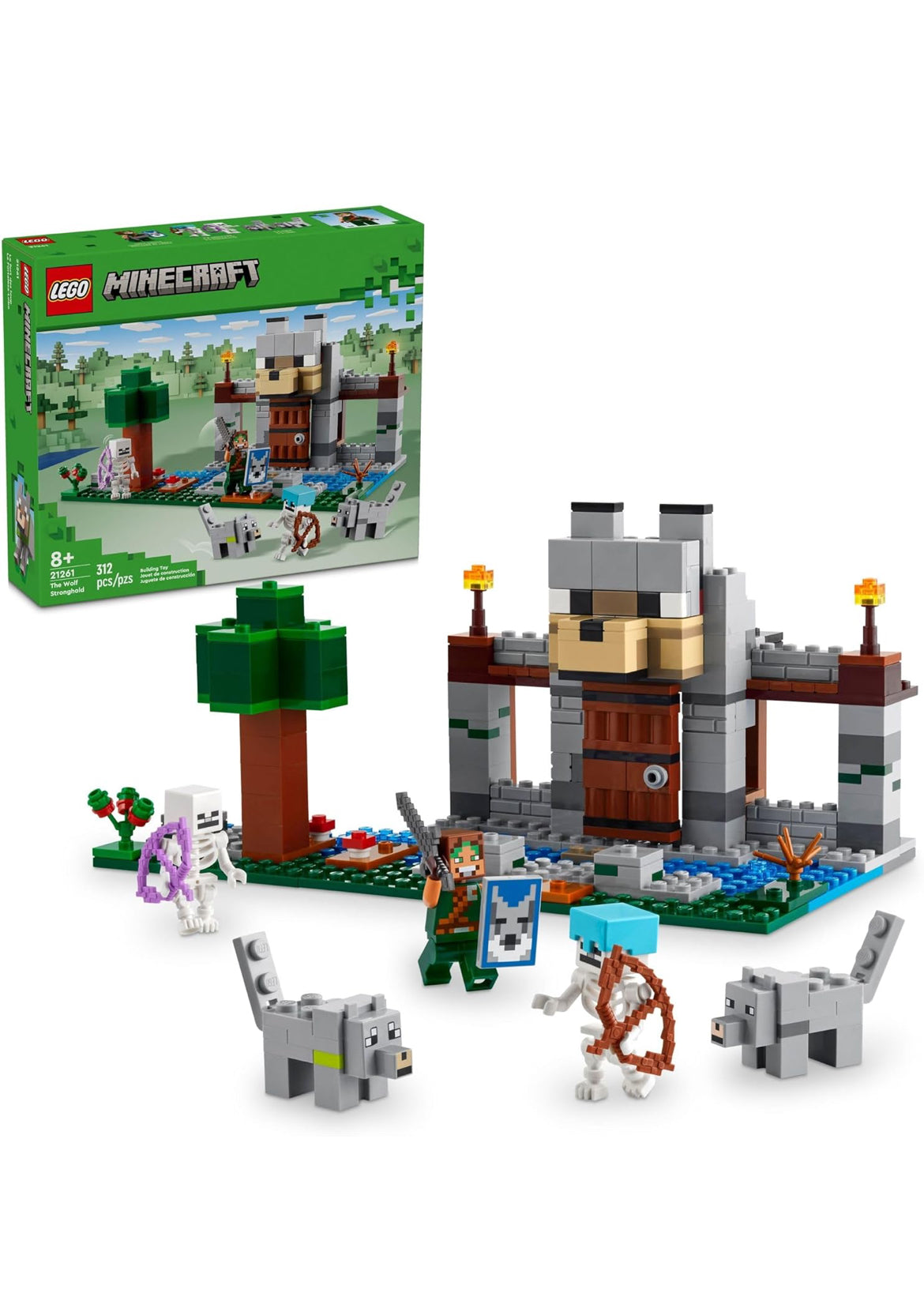 LEGO Minecraft The Wolf Stronghold Fortress Playset, Video Game Toy for Boys and Girls, Action Packed Castle Building Set