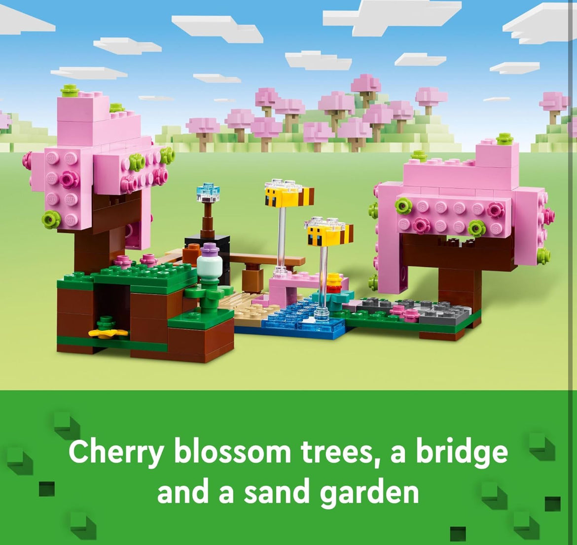 LEGO Minecraft The Cherry Blossom Garden, Video Game Toy for Kids, Building Set