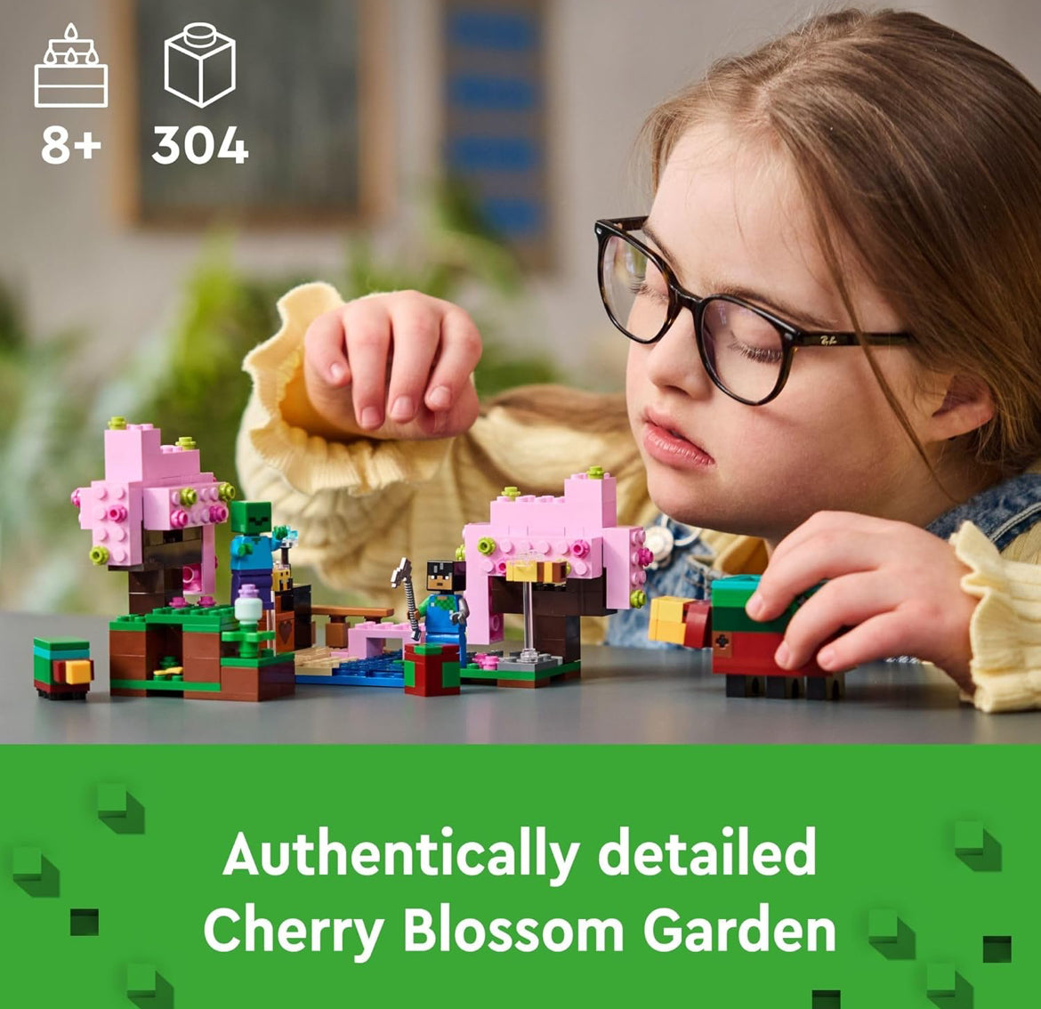 LEGO Minecraft The Cherry Blossom Garden, Video Game Toy for Kids, Building Set